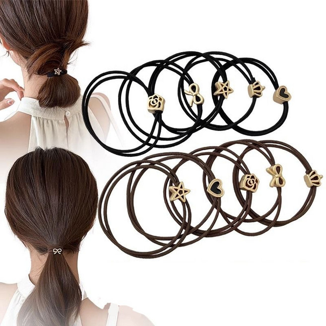 40000KM 골디 두줄 포인트 머리끈 10종 + 보관 지퍼백 세트