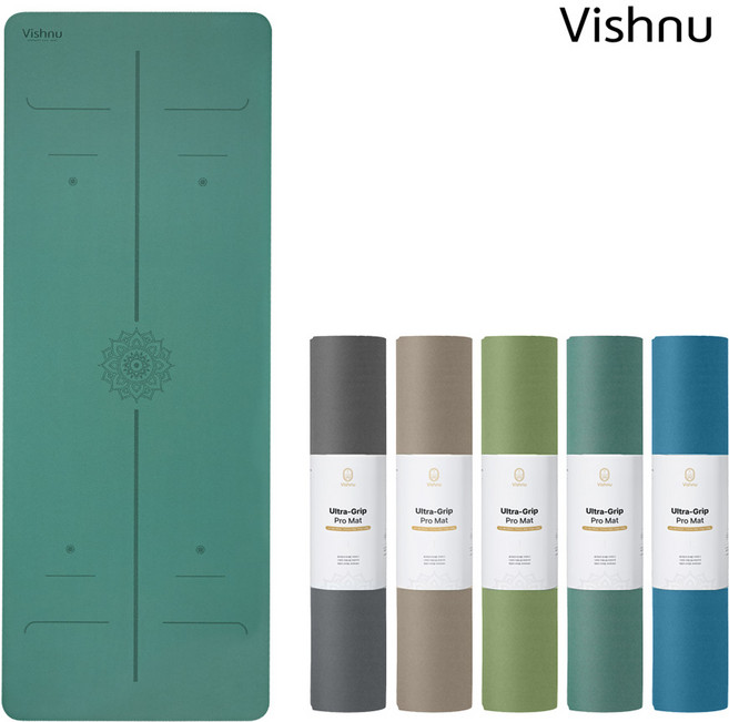 비슈누 만다라 센터라인 요가매트, 소나무색, 1개