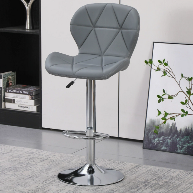 바의자 홈바 아일랜드 식탁의자 높이조절 회전 발걸이형 모던 인테리어 PU가죽 바텐 의자, 1개, 그레이