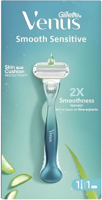 질레트 비너스 스무스 센서티브 여성용 면도기, 1개