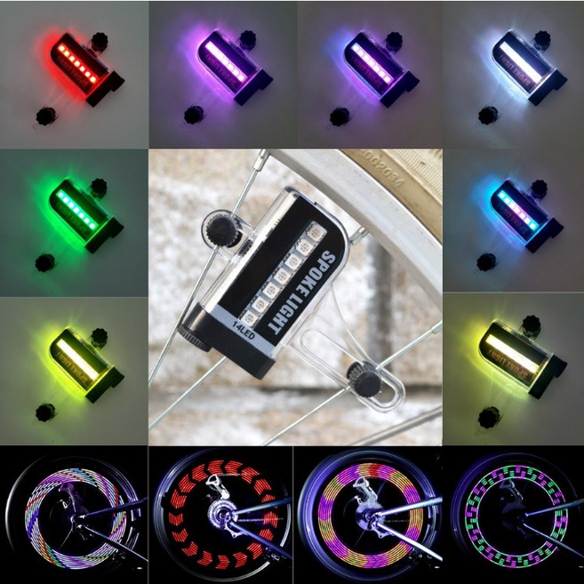 런레이더 자전거 휠 스포크 라이트 후방등 안전등, 2개