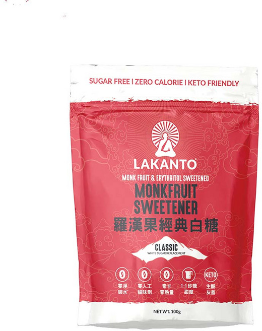 LAKANTO 羅漢果經典白糖 零熱量植物萃取 萬用料理糖 生酮友善, 100g, 1個