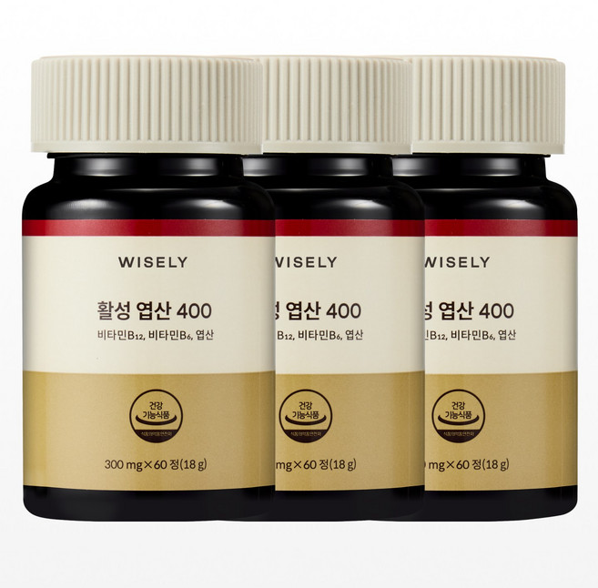 와이즐리 혈액건강 특허받은 활성형 엽산, 60정, 3개