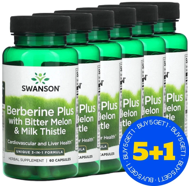 [5+1] 스완슨 베르베린 500 mg 60 캡슐 약들약 고약사 / 해외직구 미국정품, 6개, 60정 - 쿠팡