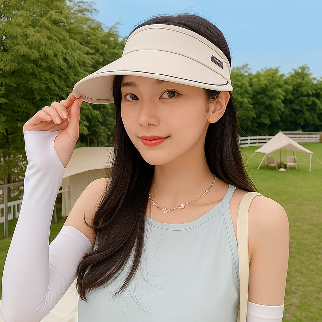 여성 여름 챙넓은 자외선차단 썬캡 모자 + 팔토시