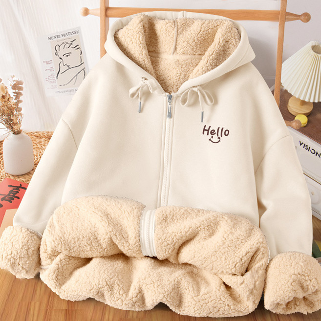 ANYOU 겨울 여성 기모 후드집업 루즈핏 보온방한 재킷 빅사이즈 아우터