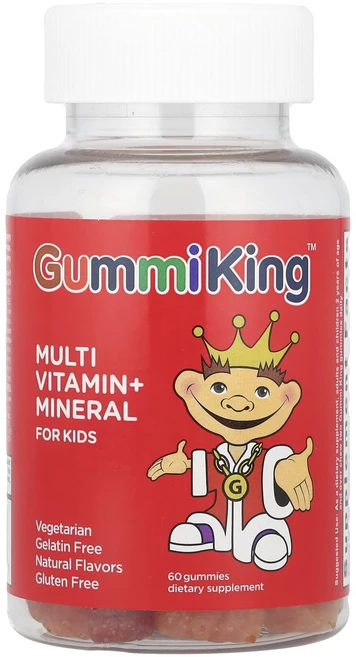 GummiKing 어린이용 종합비타민 + 미네랄 포도 레몬 오렌지 딸기 체리 맛 구미젤리 60개, GummiKing어린이용종합비타민미네랄포도레몬오렌지딸기, 1개, 60정 - 쿠팡