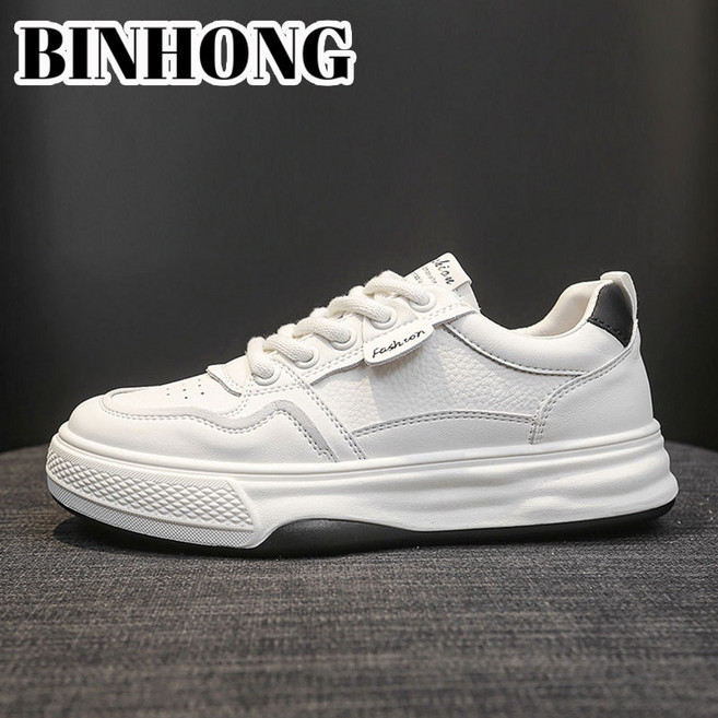 BINHONG 頭層牛皮真皮小白鞋 女款 百搭休閒平底學生鞋