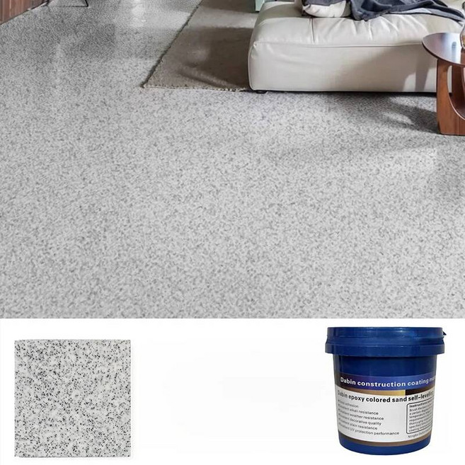 에폭시 컬러 모래 셀프 레벨링 바닥 페인트 시멘트 대리석 타일 미끄럼 방지 내마모성, 7. Sesame Gray, 1개