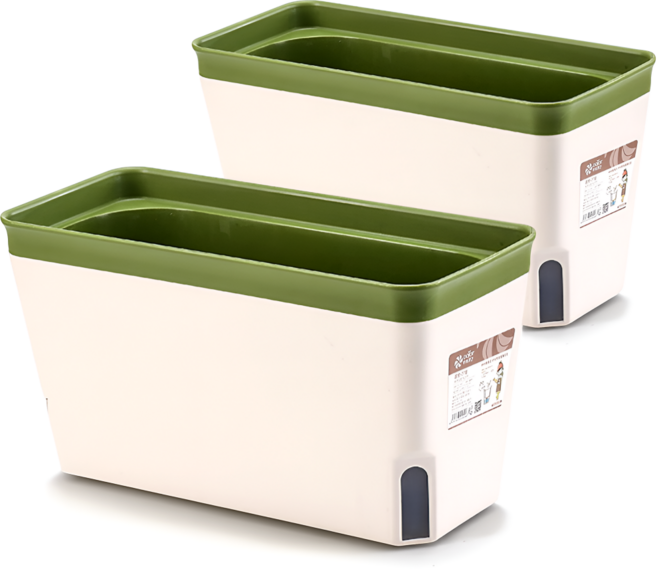 하이코니 저면관수 직사각 화분, 2개, 그린