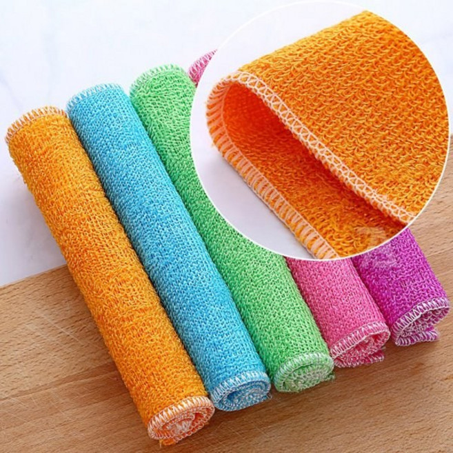 2겹 고급 대나무 행주 천연 대나무 원사 위생 수세미, 11개