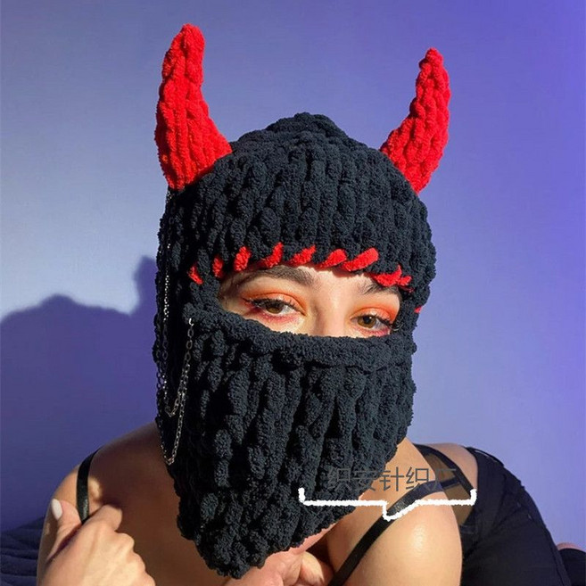 악마 뿔 마스크 복면 갱 니트마스크 토끼 가면 뮤비 래퍼 힙합 모자 바라클라바 특이한