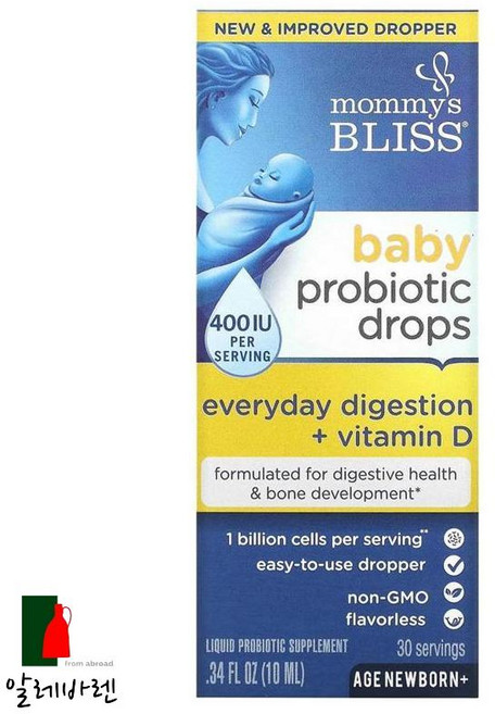 Mommy's Bliss Vitamin D Probiotic Drops 마미스블리스 비타민 D 프로바이오틱스 드롭스 10ml, 1개