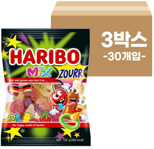 하리보 믹스 사우어 젤리, 80g, 30개 - 쿠팡