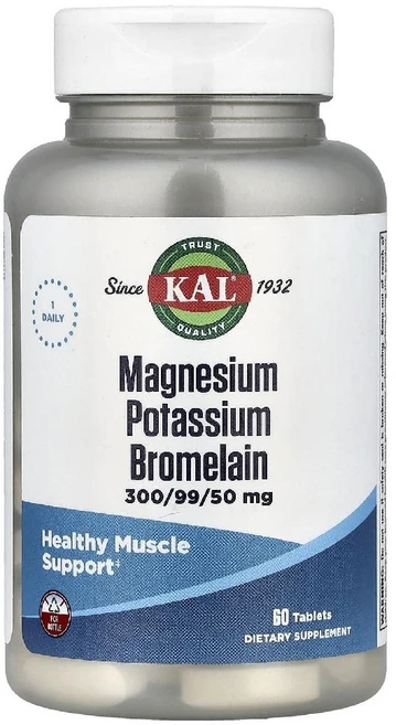 KAL 마그네슘 칼륨 포타슘 브로멜라인 Magnesium Potassium 타블렛 60정 - 쿠팡