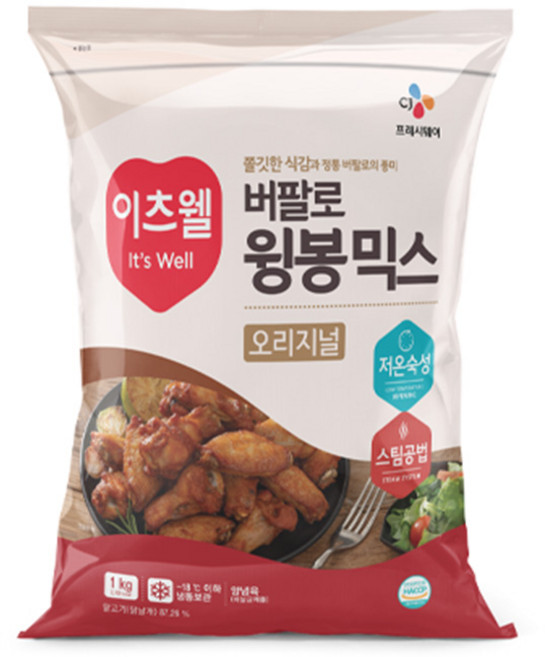 냉동 CJ 이츠웰 버팔로윙봉 믹스 오리지널 1kg 1BOX (10입)