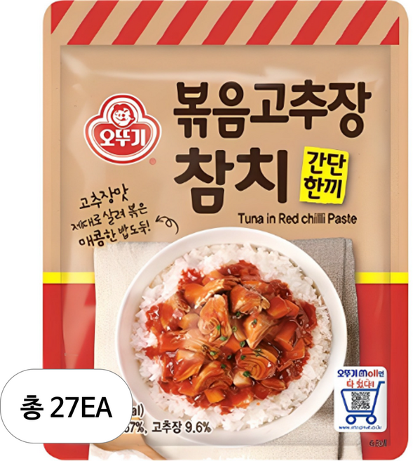 오뚜기 간단한끼 볶음고추장 참치, 90g, 27개