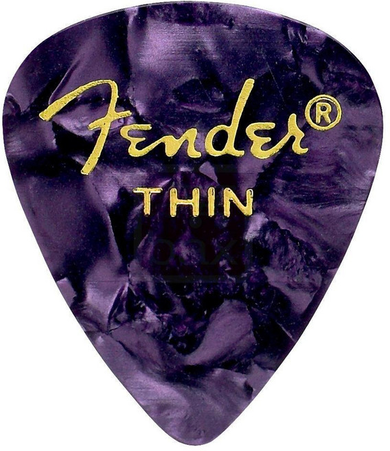 Fender 프리미엄 셀룰로이드 기타 피크 351 모양 기타 액세서리 그린 모토 미디엄 12팩, Thin, Purple Moto