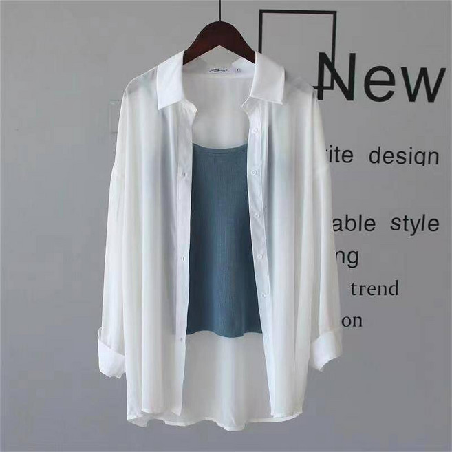 【Helena】落肩寬鬆襯衫 - 韓版薄襯衫 素色垂感不皺透氣百搭防曬雪紡薄外套上衣
