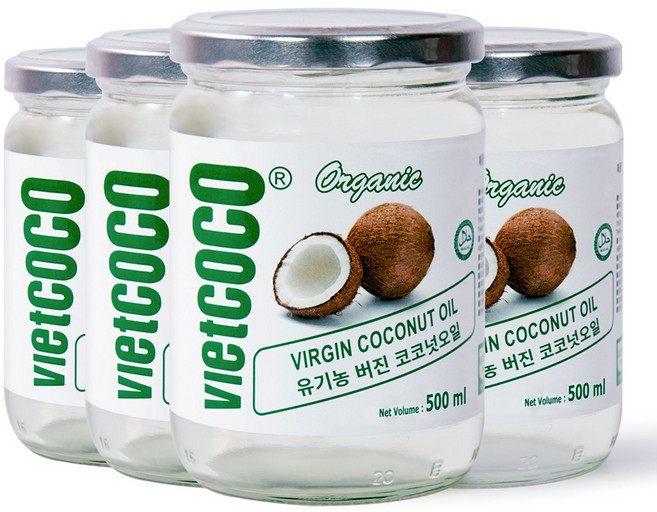 유기농 코코넛오일 버진 100% 비엣코코 식용 500ml, 4개