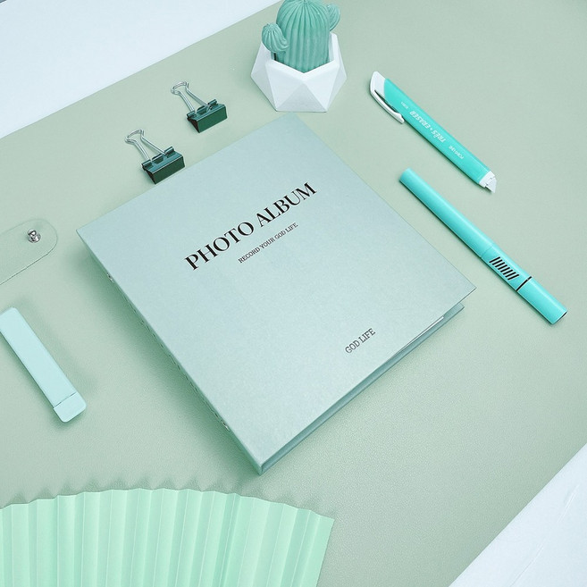 갓라이프 바인더 접착식 포토 사진 앨범, 티 그린 25매