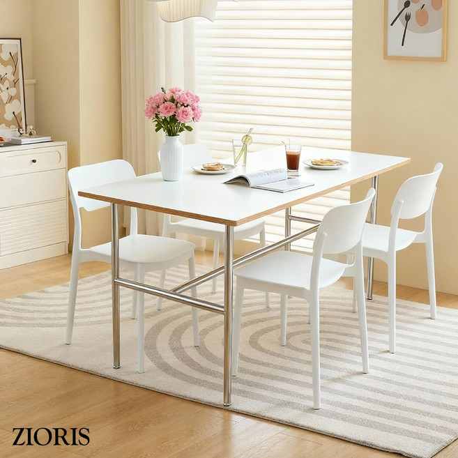 지오리스 모던심플 인테리어 카페st 등받이 식탁 의자 4p 세트, 1개, 화이트