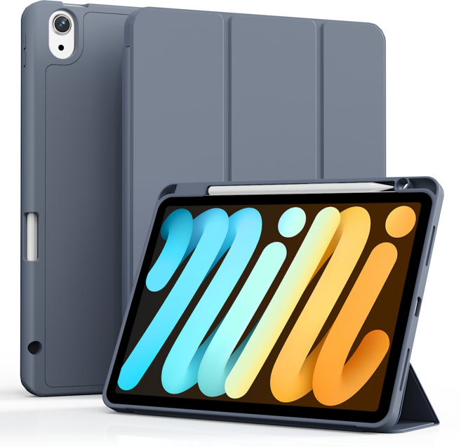 AOUB iPad 보호 케이스 펜 슬롯이 있는 전체 커버리지 낙하 방지 및 굽힘 방지 정밀한 구멍 위치 지능형 절전 및 깨우기, 보라, 1개