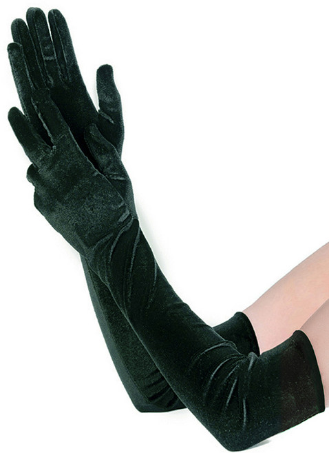 1쌍 크리스마스 파티 고귀한 연회 스타일 여성 벨벳 긴 저녁 드레스 장갑 따뜻한 운전, 01 Dark green