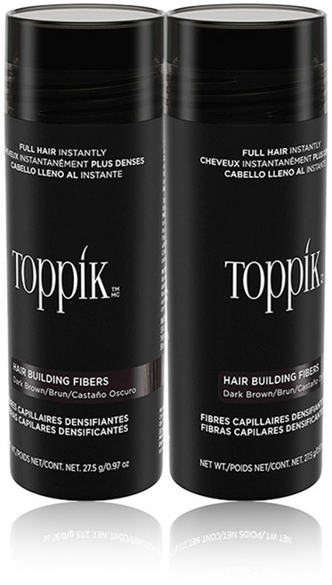 Toppik Hair Building Fibers 토픽 모발 커버 섬유 파우더 27.5g, 2개, 다크브라운 27.5g 2병