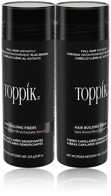 Toppik Hair Building Fibers 토픽 모발 커버 섬유 파우더 27.5g, 2개, 다크브라운 27.5g 2병 - 쿠팡