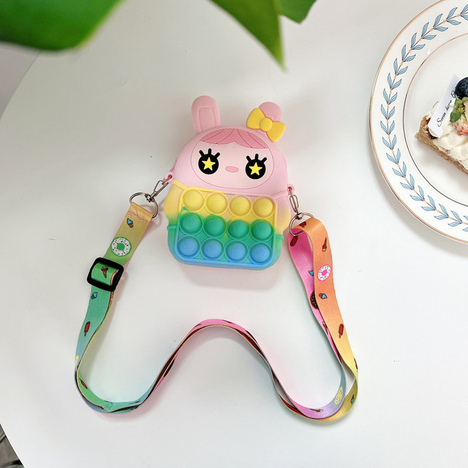 푸쉬팝 버블 가방 필통 팝잇 팝잇노트 뽁뽁이, 1개, 토끼 소녀가방(핑크파스텔)