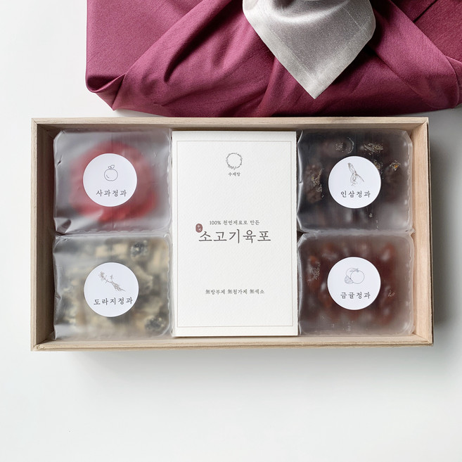 수재방 고급 도라지정과 명절 선물세트-중2 / 수제육포 + 콩고물도라지정과 + 금귤정과 + 사과정과, 민트, 1개