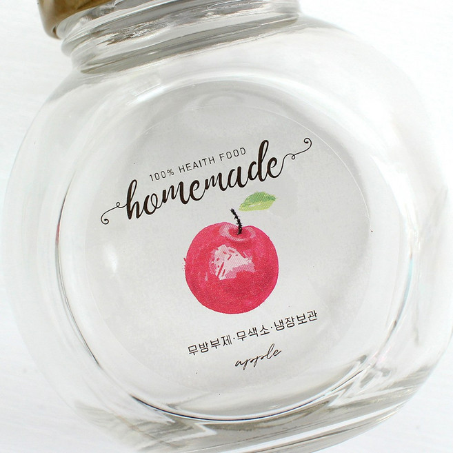 투명 사과 수제청 스티커 과일청 수제잼 수제식초 과일 스티커 주문제작, 100매, 방수화이트스티커
