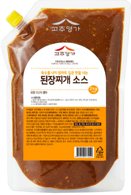 고추명가 된장찌개 소스, 3개, 2kg