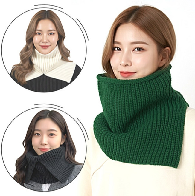 이숍 니트 넥워머 페이크 방한 목폴라 숄