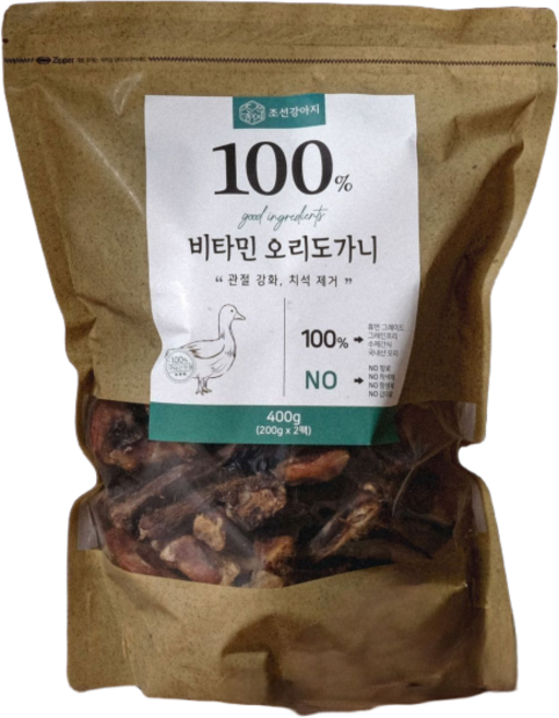 조선강아지 대용량 국산 강아지 수제간식, 비타민 오리도가니, 400g, 1개