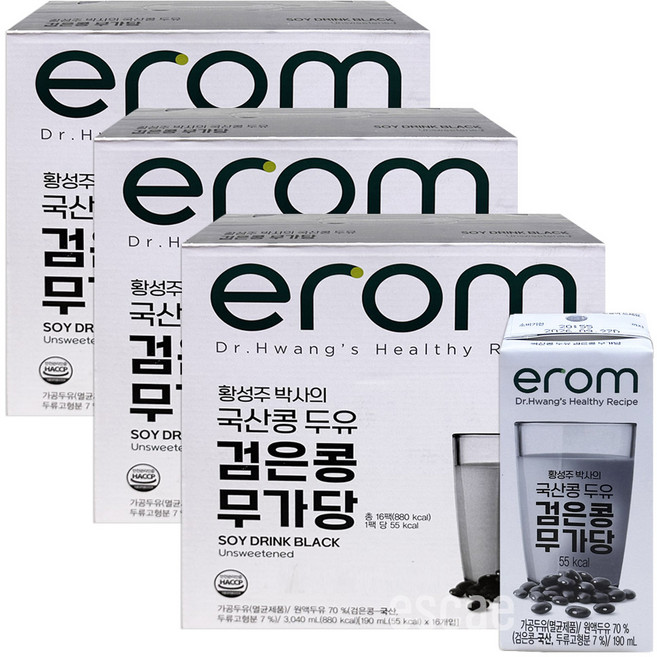 이롬 황성주박사의 검은콩 무가당 두유, 190ml, 48개