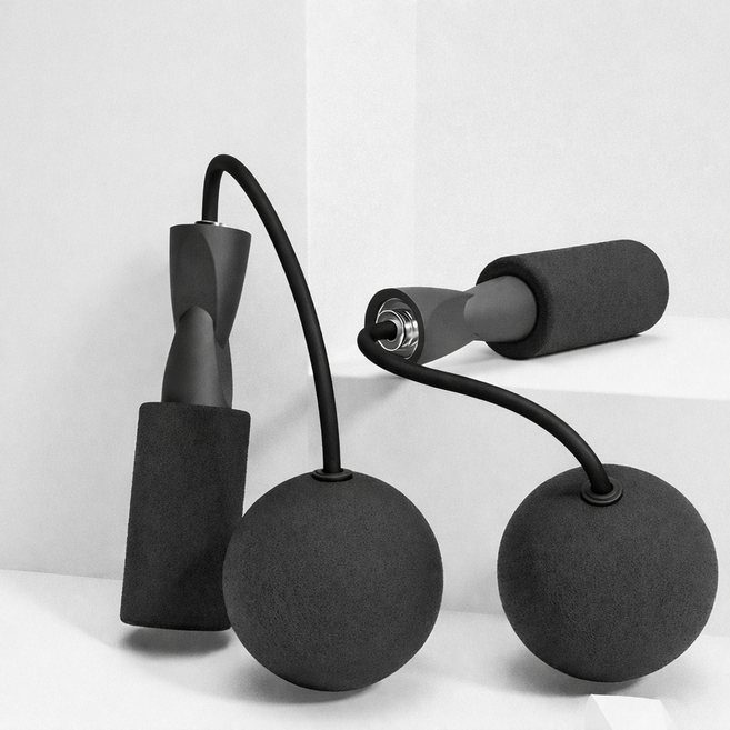 더하임 홈트 유산소 볼 무선줄넘기, 1개, 블랙