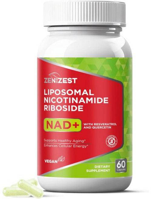 NAD+ Supplement NMN Alternative - Liposomal Nicotinamide Riboside with Resveratrol & Quercetin for, 60 Count (Pack of 1)