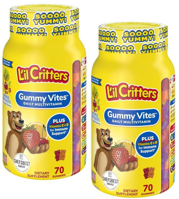 릴크리터스 구미 데일리 멀티비타민 바이츠 젤리 L'il Critters Gummy Vites Daily Multivitamin, 70정, 2개