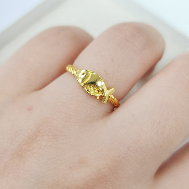 24k 순금 자녀를 품은 어머니 물고기반지