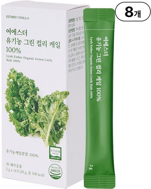 본사직영 여에스더 유기농 그린 컬리케일 100퍼센트 식약처인증 국민영양 프로젝트, 14회분, 8박스