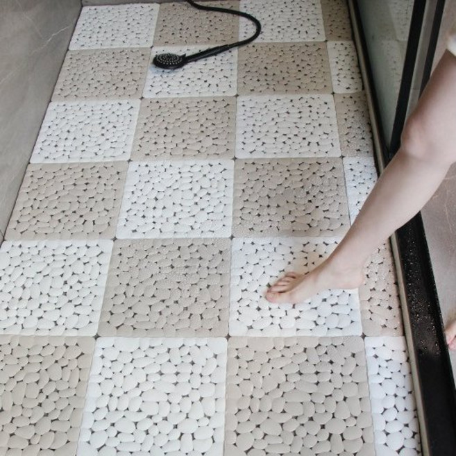 하스몰 간편조립 화장실 퍼즐매트 안전 심플 미끄럼방지 욕실매트, 6개, 카키