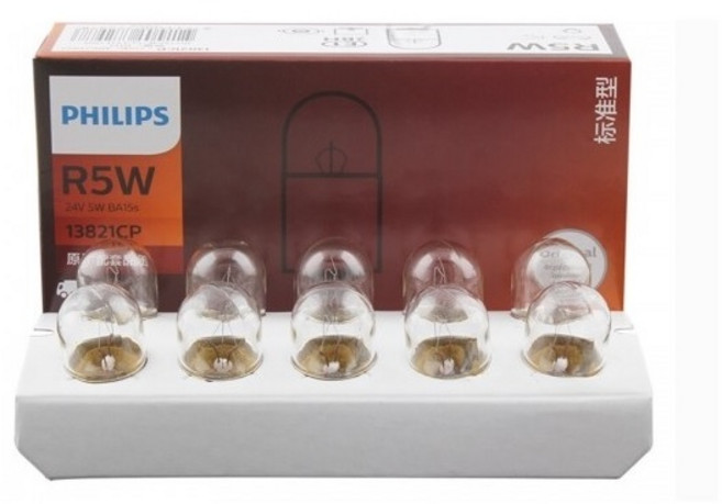 지노기업/24V 번호판전구/데루등/방향지시등/필립스/수입트럭/R5W/R10W/브레이크등/스카니아/볼보/벤츠/이베코/만/프리마/넘버등/큐/번호판등/13821CP/13814CP, 24V필립스 R5W(1통), 1개