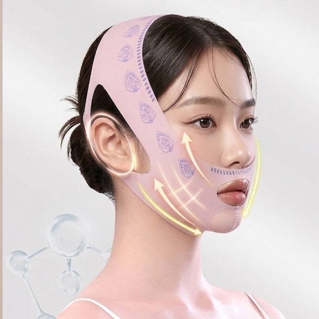 랑스핏 윤곽 팔자 이중턱 브이라인 리프팅 밴드, 1개, 핑크