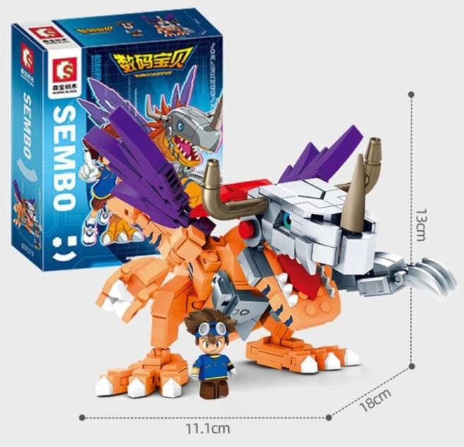 SEMBO 블록 빌딩 디지몬 어드벤처 애니메이션 가루루 전쟁 그레이몬 모델 접합 교육 장난감 생일 선물, 1개