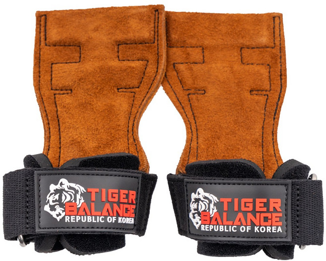 타이거밸런스 다한증 소가죽 헬스 스트랩, 소가죽 탄색+스트랩 블랙+로고 블랙, 1개