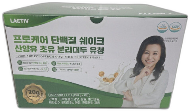 락티브 프로케어 단백질 쉐이크 산양유 초유 분리대두 유청, 4개, 304g