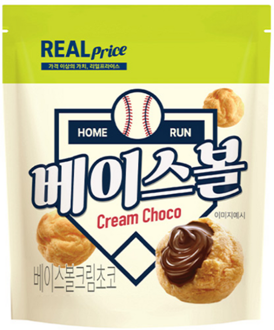 리얼 베이스볼크림초코 33G 대용량 편의점 박스 과자 15개 1박스