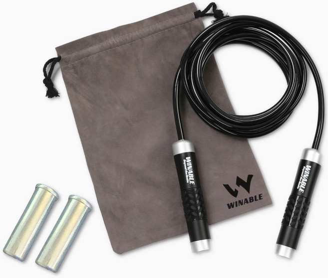 윈어블 중량 줄넘기 웨이트 선수용 크로스핏 복싱 헤비 줄넘기 로프, 1개, 중량 줄넘기 790g 블랙